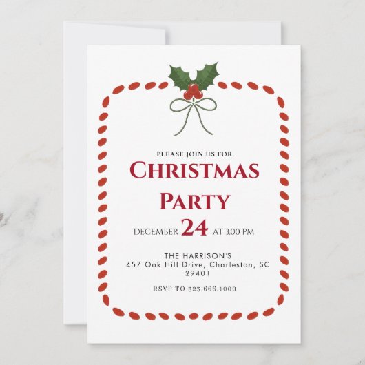 Invitation Cadre vert Dîner de Noël (Devant)