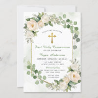 Cadre vert Floral Première Communion sainte