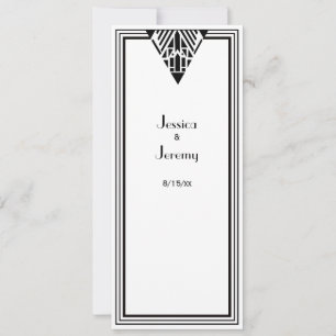 Invitation Cadre vintage Art déco noir et blanc #1 Menu Récep