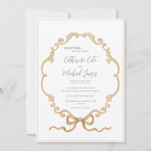 Invitation Cadre Vintage Budget Mariage élégant (Devant)