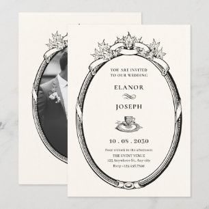 Invitation Cadre vintage classique photo de mariage élégante