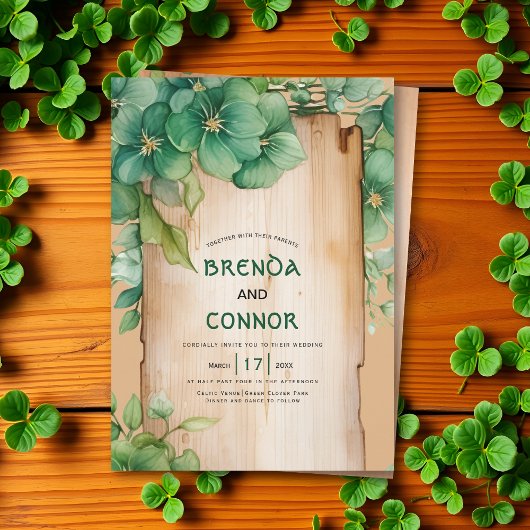 Invitation Cadre vintage Code QR St Patrick's Day mariage