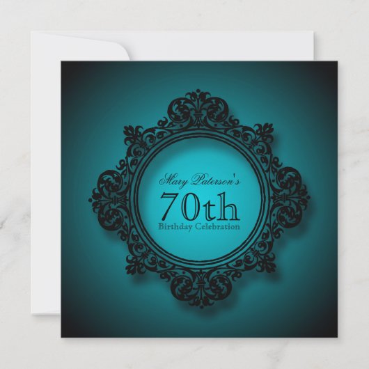 Invitation Cadre vintage en Bleu - 70e anniversaire (Devant)