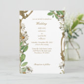 Invitation Cadre Vintage Mariage Daisies (Debout devant)