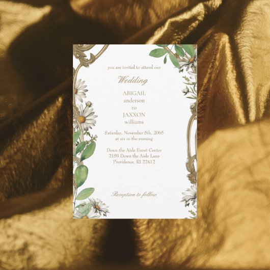 Invitation Cadre Vintage Mariage Daisies