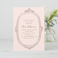 Cadre Vintage Rose Pâle Élégant pour Baby Shower