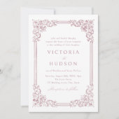Invitation Cadre Vintage rose poussiéreux Elégant Mariage Inv (Devant)