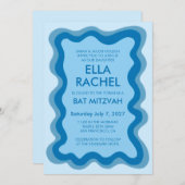 Invitation Cadre Wavy Frame Moderne Chic Bat mitzvah de barre (Devant / Derrière)