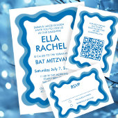 Invitation Cadre Wavy Frame Moderne Chic Bat mitzvah de barre