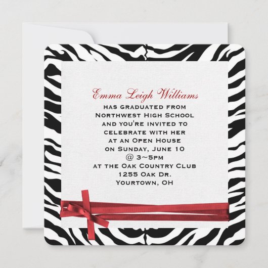 Invitation Cadre Zebra Graduation (Devant)