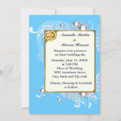Invitation Cadres bleu & or & Diamants Image Wedding Invitati (Devant)