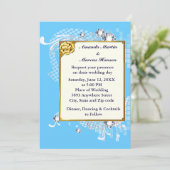 Invitation Cadres bleu & or & Diamants Image Wedding Invitati (Debout devant)