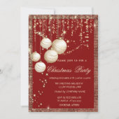 Invitation Cadres de balles de Noël Gold Sequins Rouge Noël (Devant)