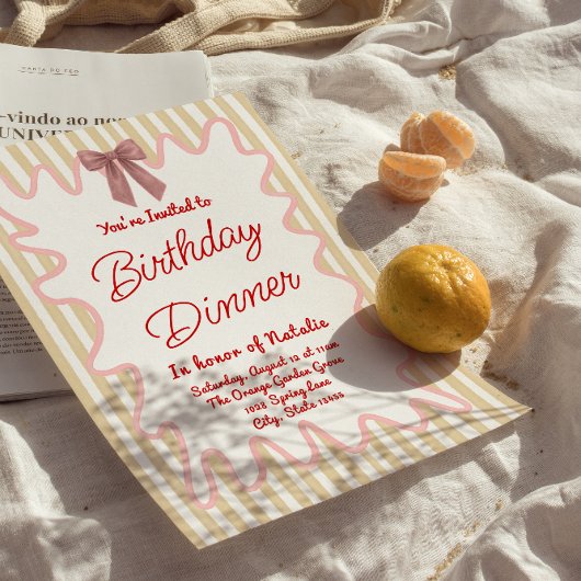 Invitation Cadres de Bow Peint à la main rayures Anniversaire