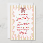 Invitation Cadres de Bow Peint à la main rayures Anniversaire (Devant)
