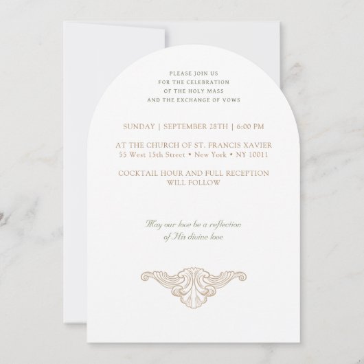 Invitation Cadres de Roses Blanches Monogrammes Mariage catho (Dos)