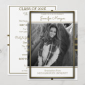 Invitation Cadres d'or classique - Photo Graduation Invitatio (Devant / Derrière)