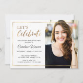 Invitation Cadres d'or moderne photo Collage de la fête de gr (Dos)