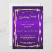 Invitation Cadres d'or violet moderne Anniversaire (Devant)