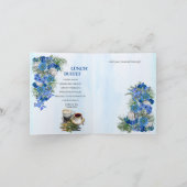 Invitation Cadres géométriques Gold-Navy & Fleurs bleues Coup (Intérieur)