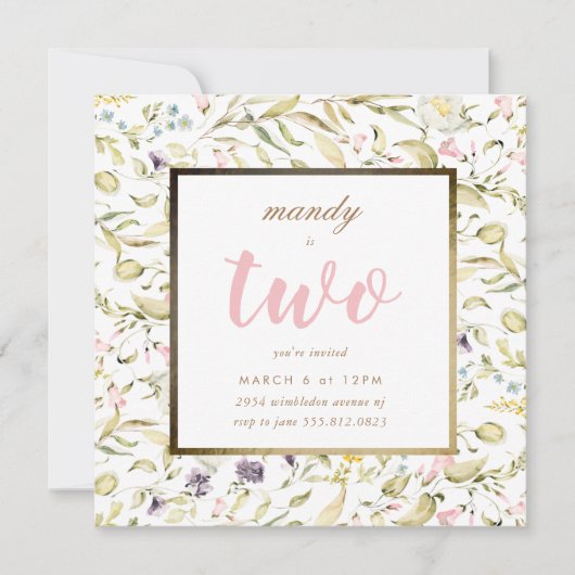 Invitation Cadres or Fleur sauvage Boho de printemps Pampas A (Devant)