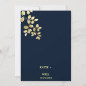 Invitation Cadres or Marine moderne Feuilles or Nuestra Boda (Dos)