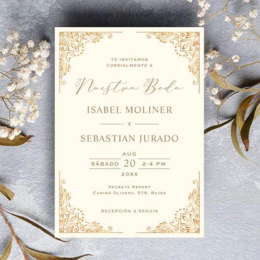 Invitation Cadres or Ornate Nuestra Boda Mariage espagnol