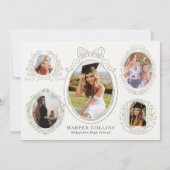 Invitation Cadres verts et accents botaniques Diplôme de crèm (Devant)