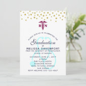 Invitation Caducée élégant et diplômé en soins infirmiers au (Debout devant)