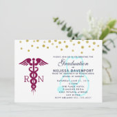 Invitation Caducée élégant et infirmière diplômée avec stétho (Debout devant)