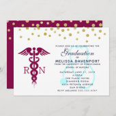 Invitation Caducée élégant et infirmière diplômée avec stétho (Devant / Derrière)
