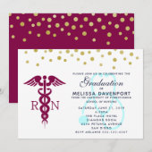 Invitation Caducée élégant et infirmière diplômée en stéthosc (Devant / Derrière)