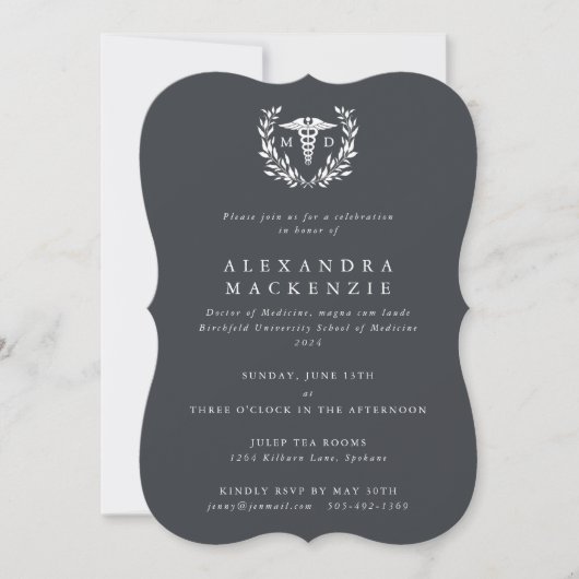 Invitation Caducée MD+Couronne de Laurier Diplômé (Devant)