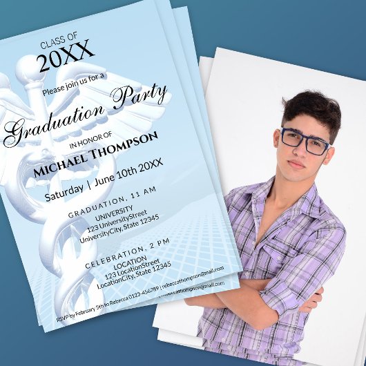 Invitation Caducée médical moderne de remise des diplômes | P