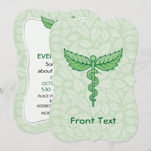 Invitation Caduceus avec arrière - plan feuille (Devant / Derrière)