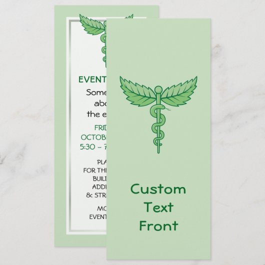 Invitation Caduceus avec feuilles (Devant / Derrière)