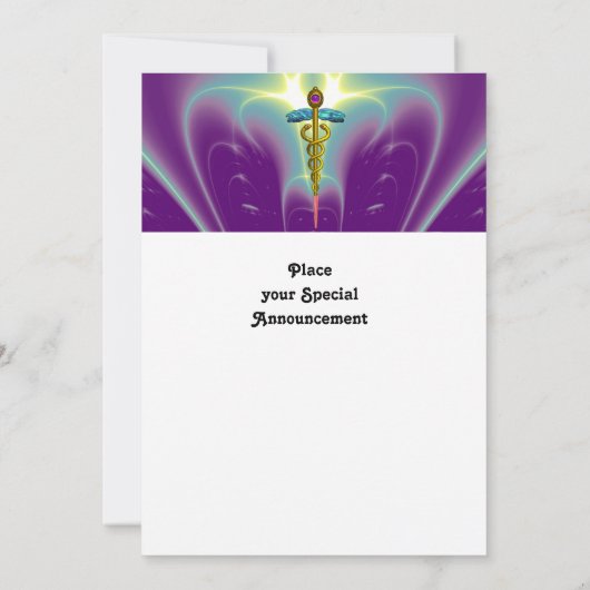 Invitation CADUCEUS, bleu, améthyste violet rose (Dos)