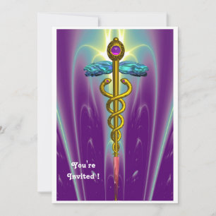 Invitation CADUCEUS, bleu, améthyste violet rose