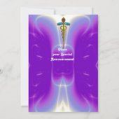 Invitation CADUCEUS, bleu, améthyste violet rose (Dos)