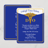 Invitation Caduceus Bleu/Or/Blanc Diplômé de la Faculté de Mé (Devant / Derrière)