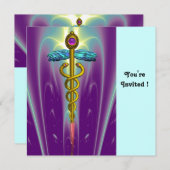 Invitation CADUCEUS bleu violet mauve améthyste blanc (Devant / Derrière)