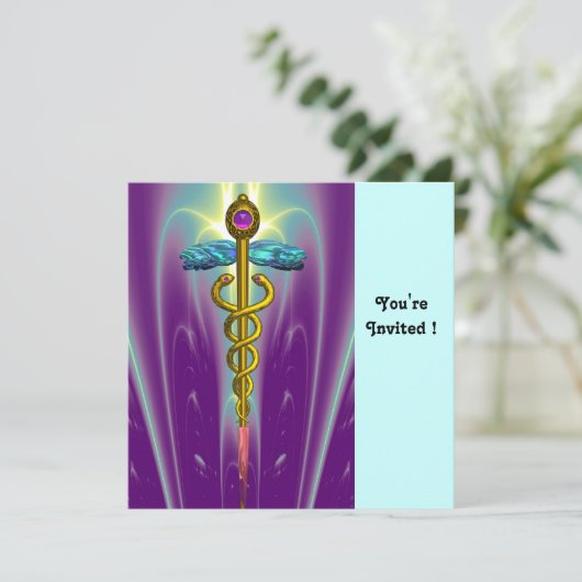 Invitation CADUCEUS bleu violet mauve améthyste blanc (Debout devant)