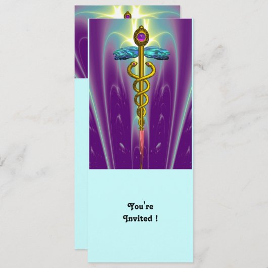 Invitation CADUCEUS bleu violet mauve améthyste blanc (Devant / Derrière)