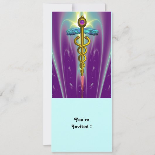 Invitation CADUCEUS bleu violet mauve améthyste blanc (Devant)