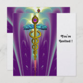 Invitation CADUCEUS bleu violet violet améthyste blanc (Devant / Derrière)