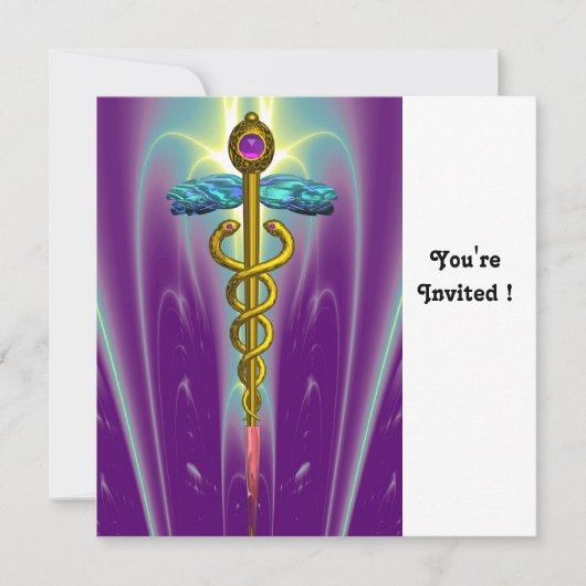 Invitation CADUCEUS bleu violet violet mauve améthyste blanc (Devant)
