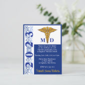 Invitation Caduceus Blue & Gold Médicale School Graduation (Debout devant)