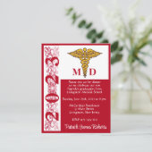 Invitation Caduceus Red & White Médicale School Graduation (Debout devant)