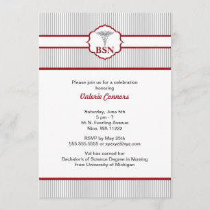 Invitation Caduceus RN BSN LPN Graduation Bourgogne Rouge
