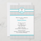 Invitation Caduceus RN BSN LPN Graduation Turquoise Blue (Devant)